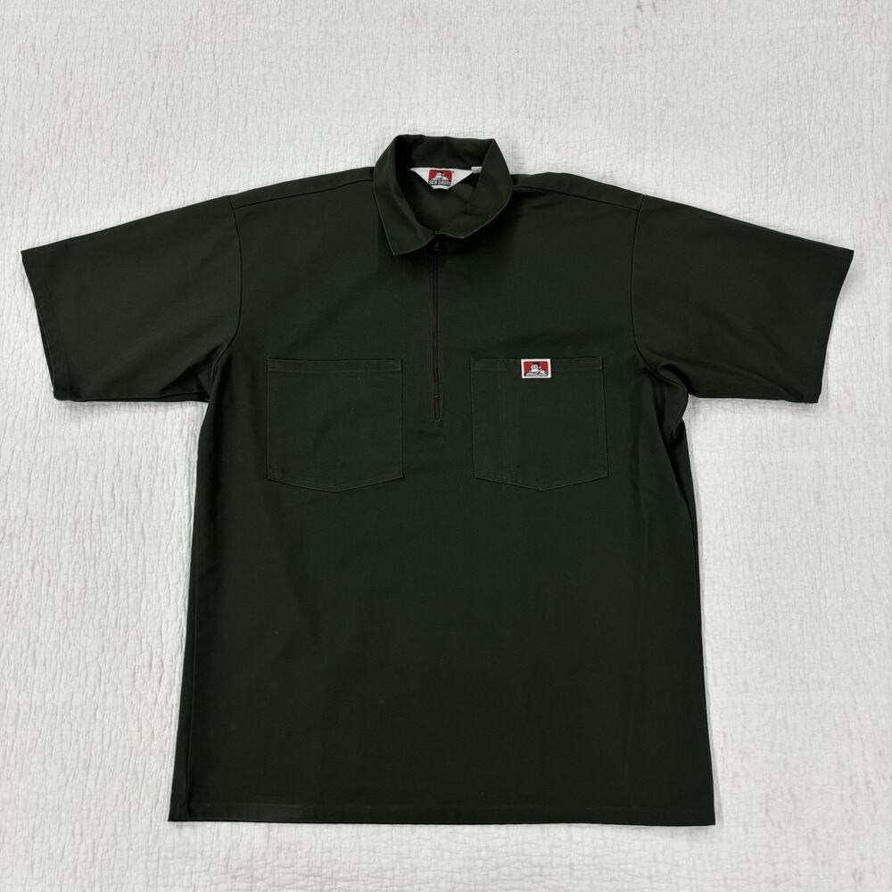 Ben Davis 1/2 Zip Shirt Men’s Medium Short Sleeve USA Made Green